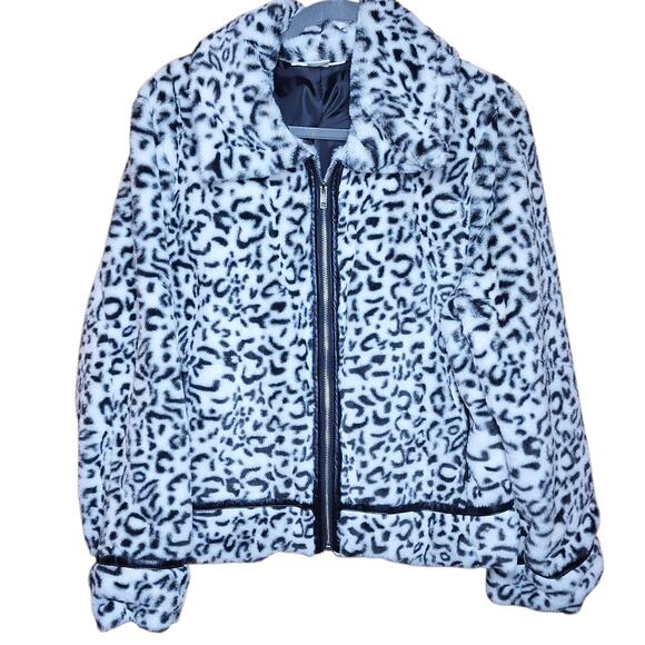Skye's The Limit NEW Women's Faux Fur Leopard Print Jacket soft cozy warm XL - Picture 2 of 6